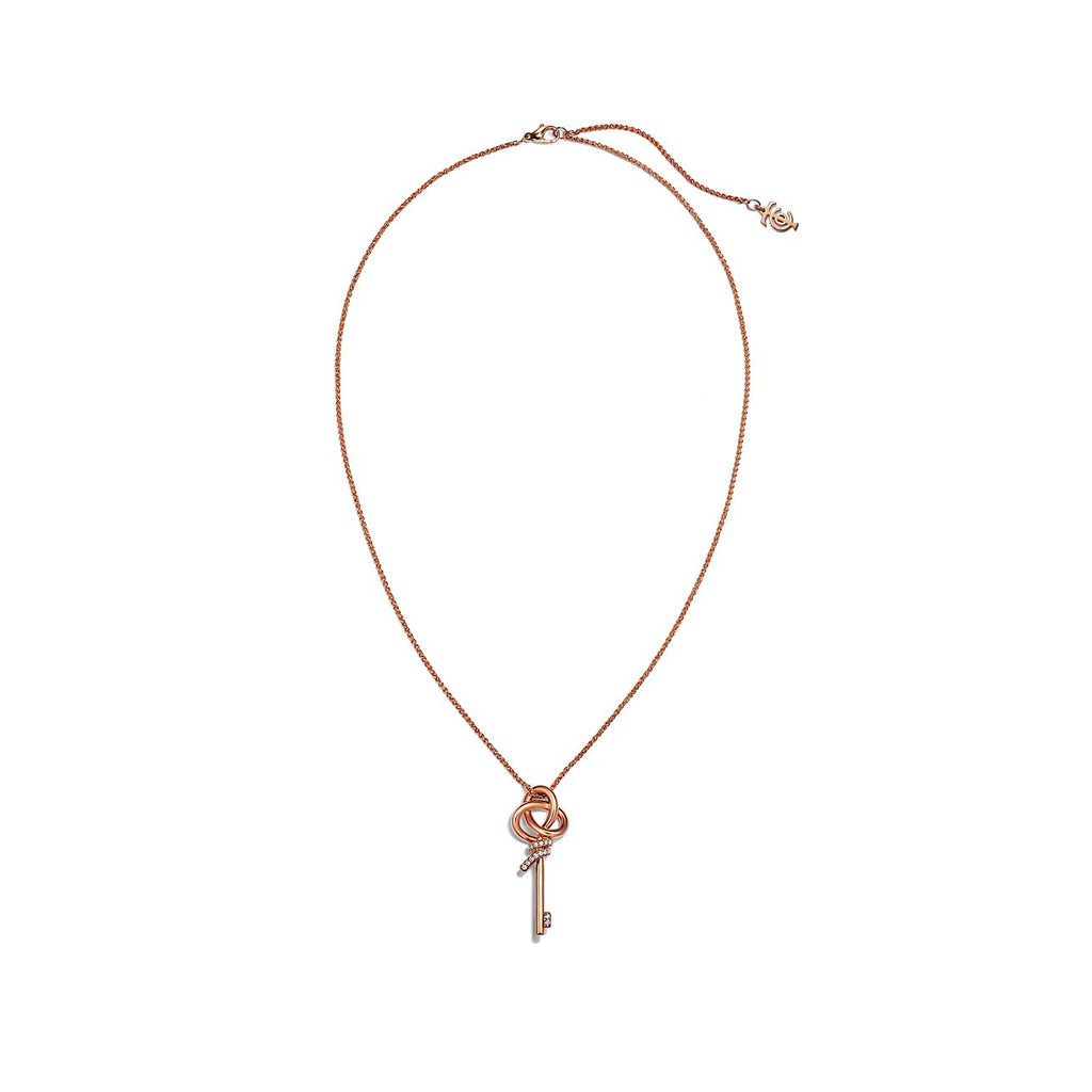 18K T Keys Woven Diamonds Medium Necklace