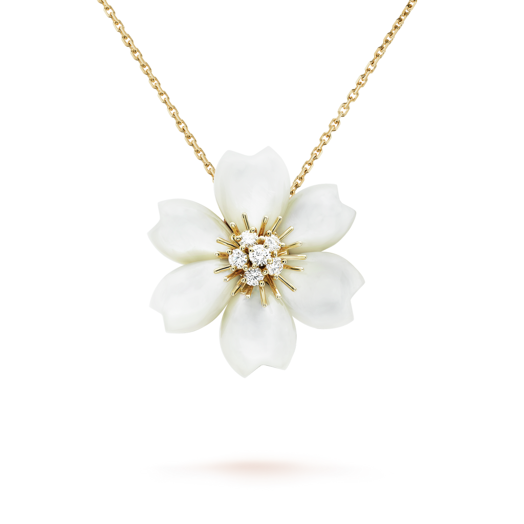 18K Rose De No?l Clip Pendant Necklace