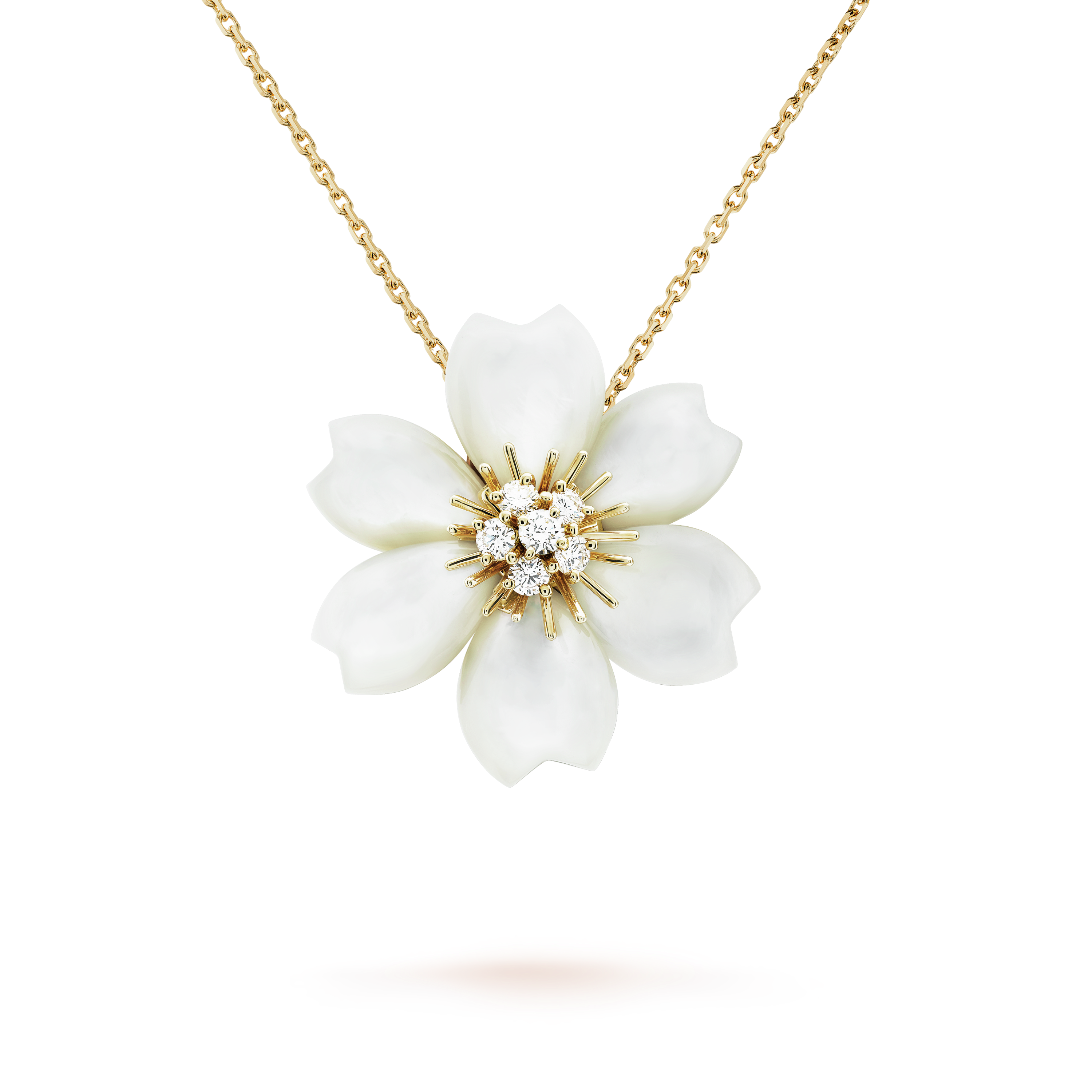 18K Rose De No?l Clip Pendant Necklace