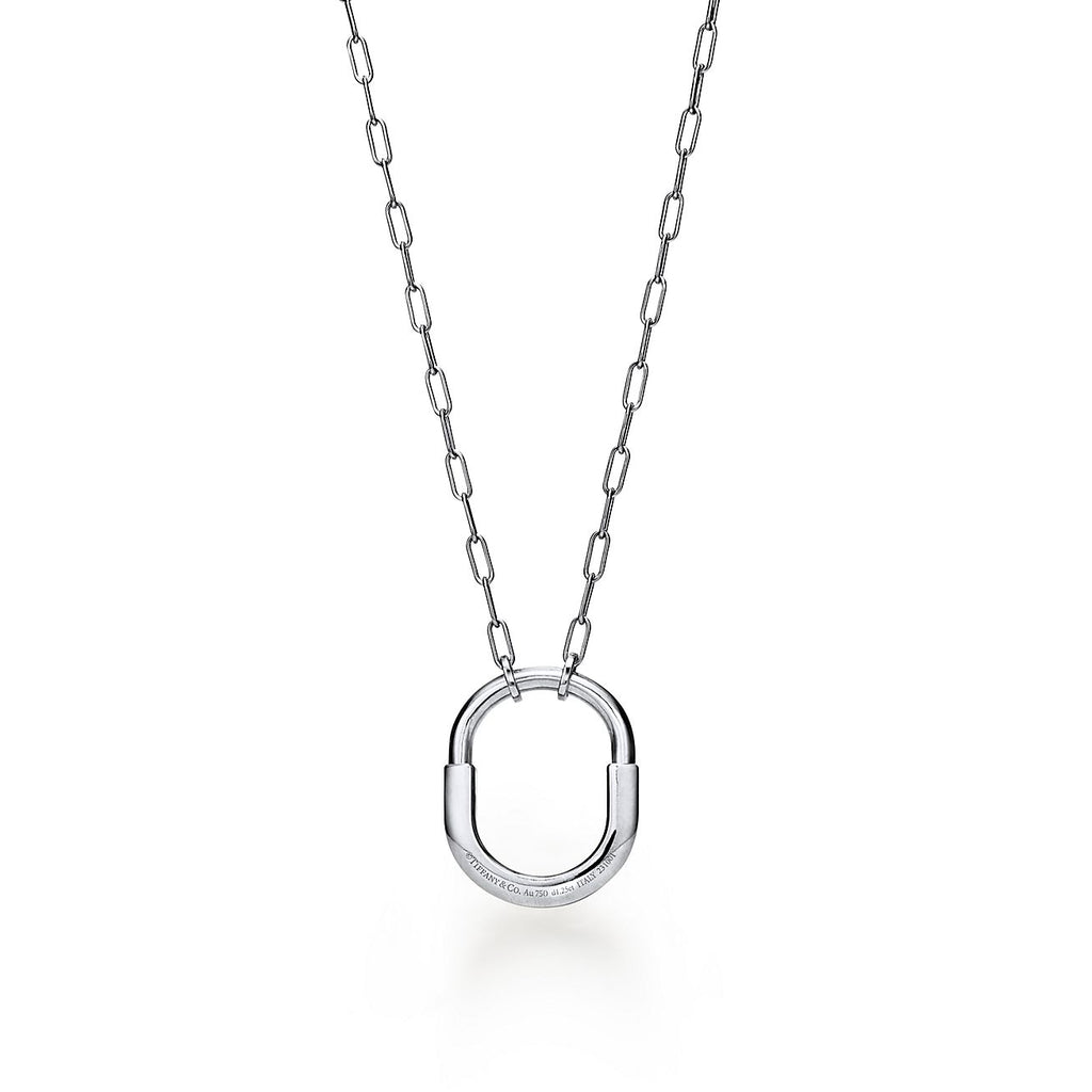 18K T Lock Pendant Pave Diamonds Necklace