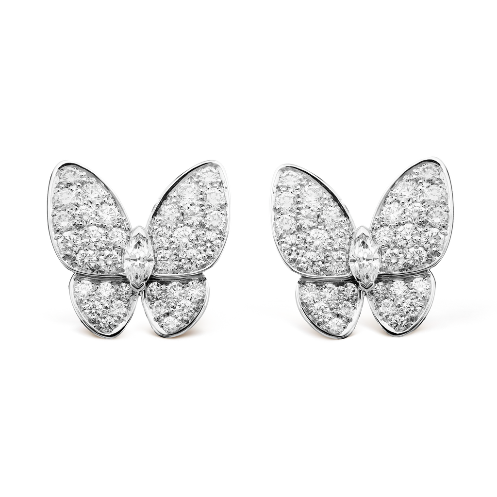 18K Two Butterfly Diamonds Earrings