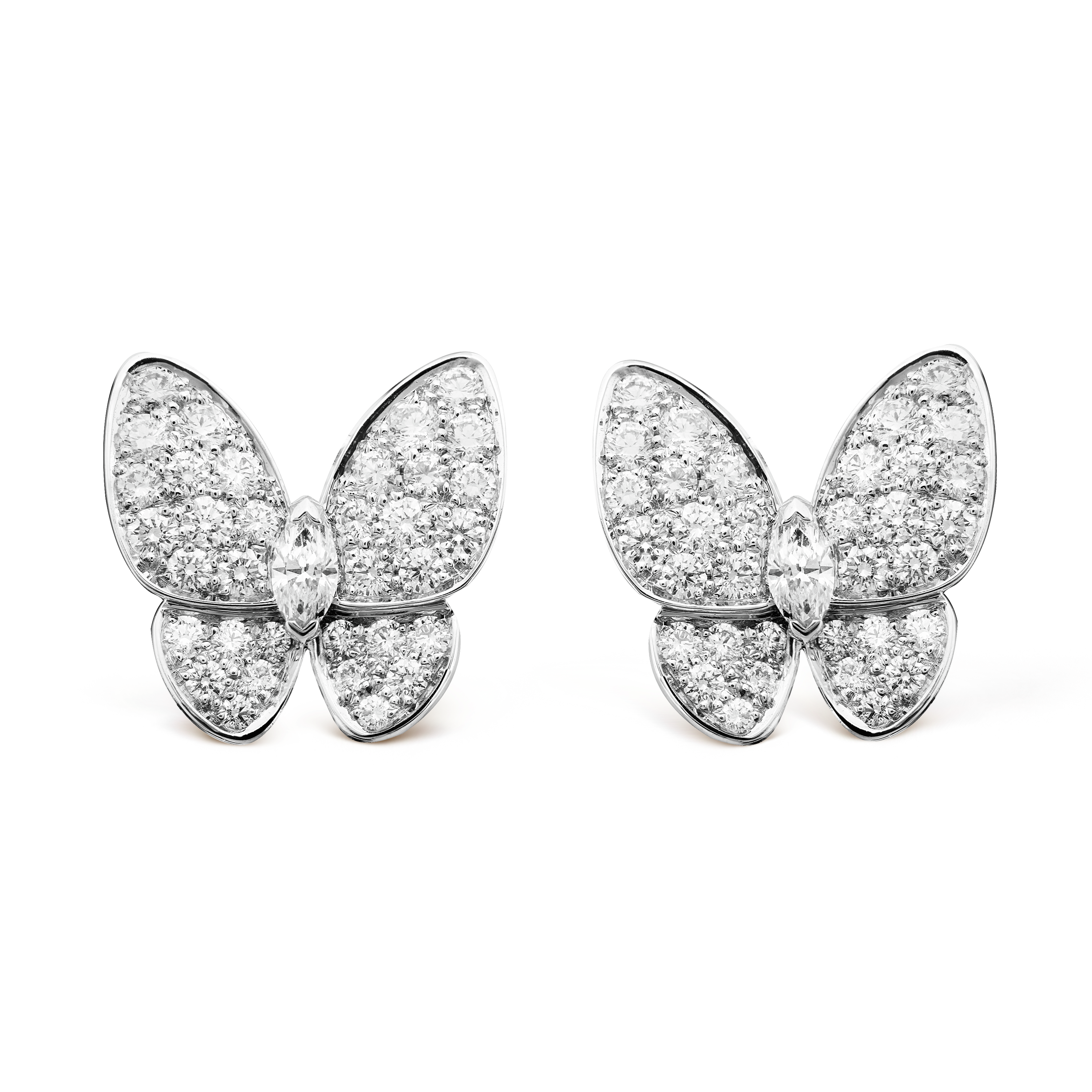 18K Two Butterfly Diamonds Earrings