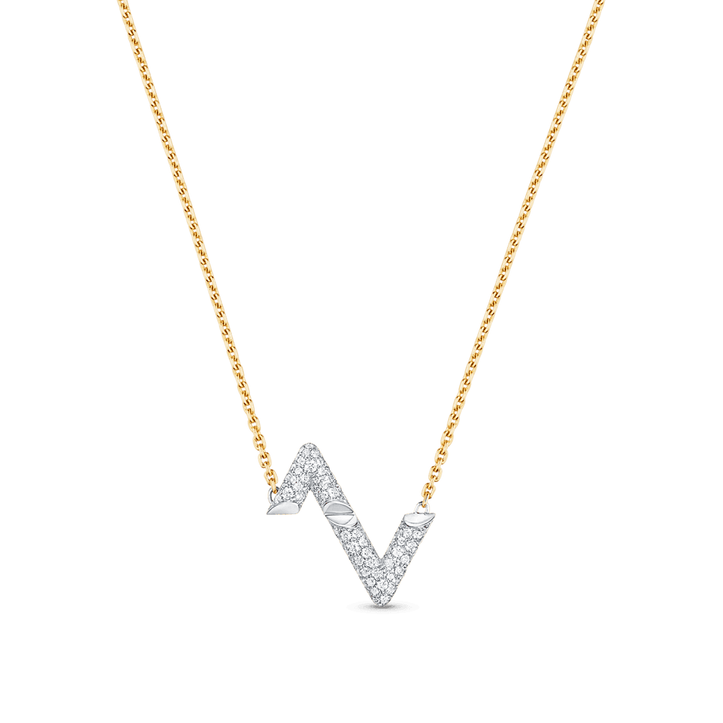18K Louis Volt Upside Down Pendant Necklace