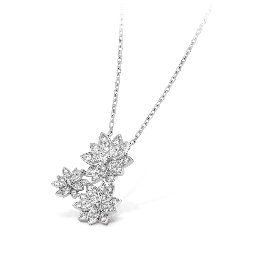 18K Three Flowers Lotus Necklace