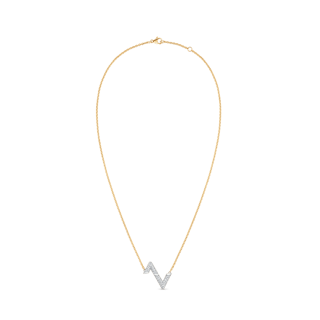 18K Louis Volt Upside Down Pendant Necklace