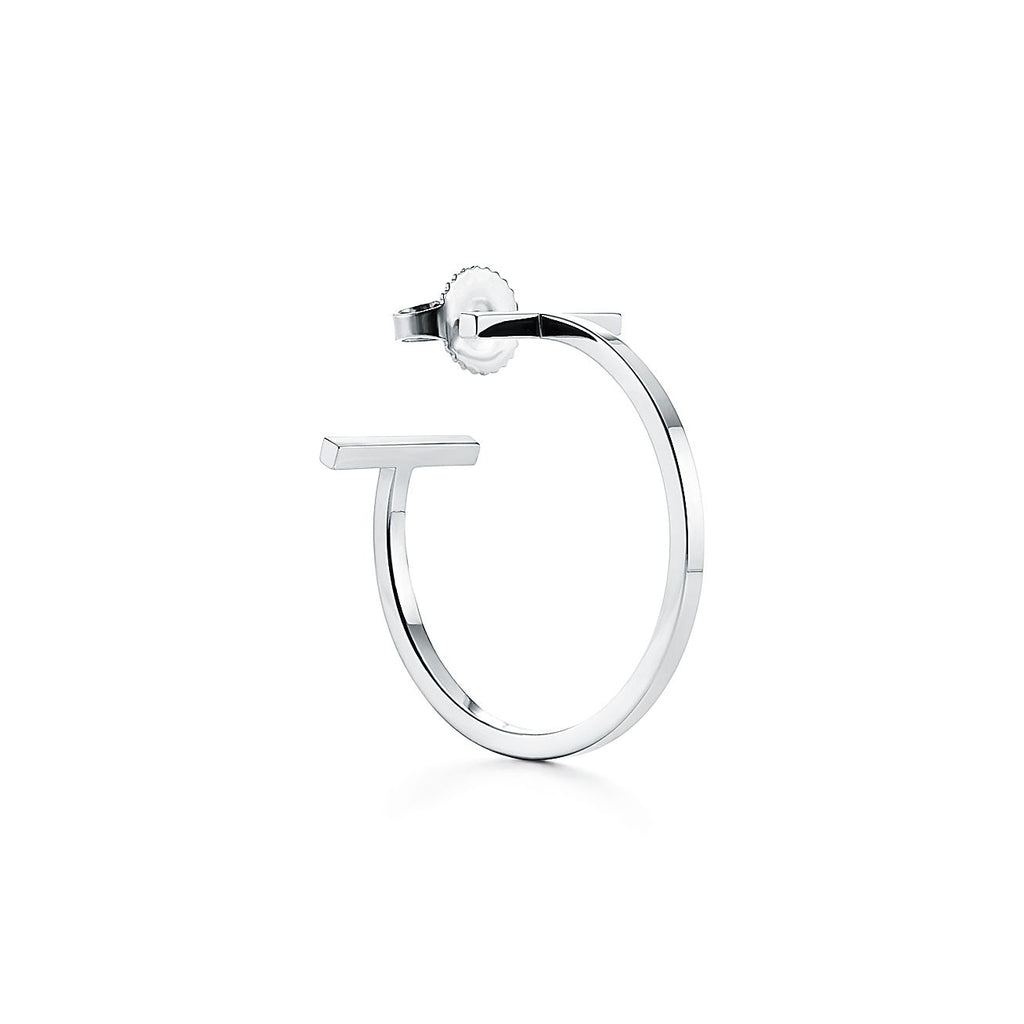 18K T Hoop Earrings