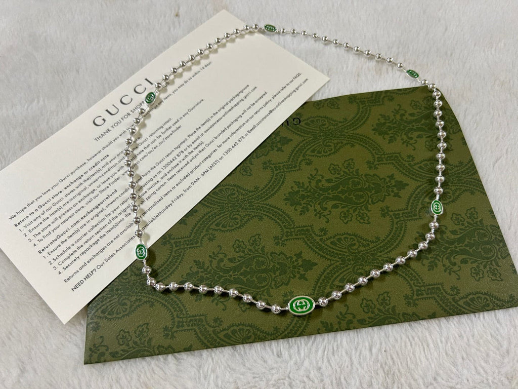 GG Interlocking G Green Necklace