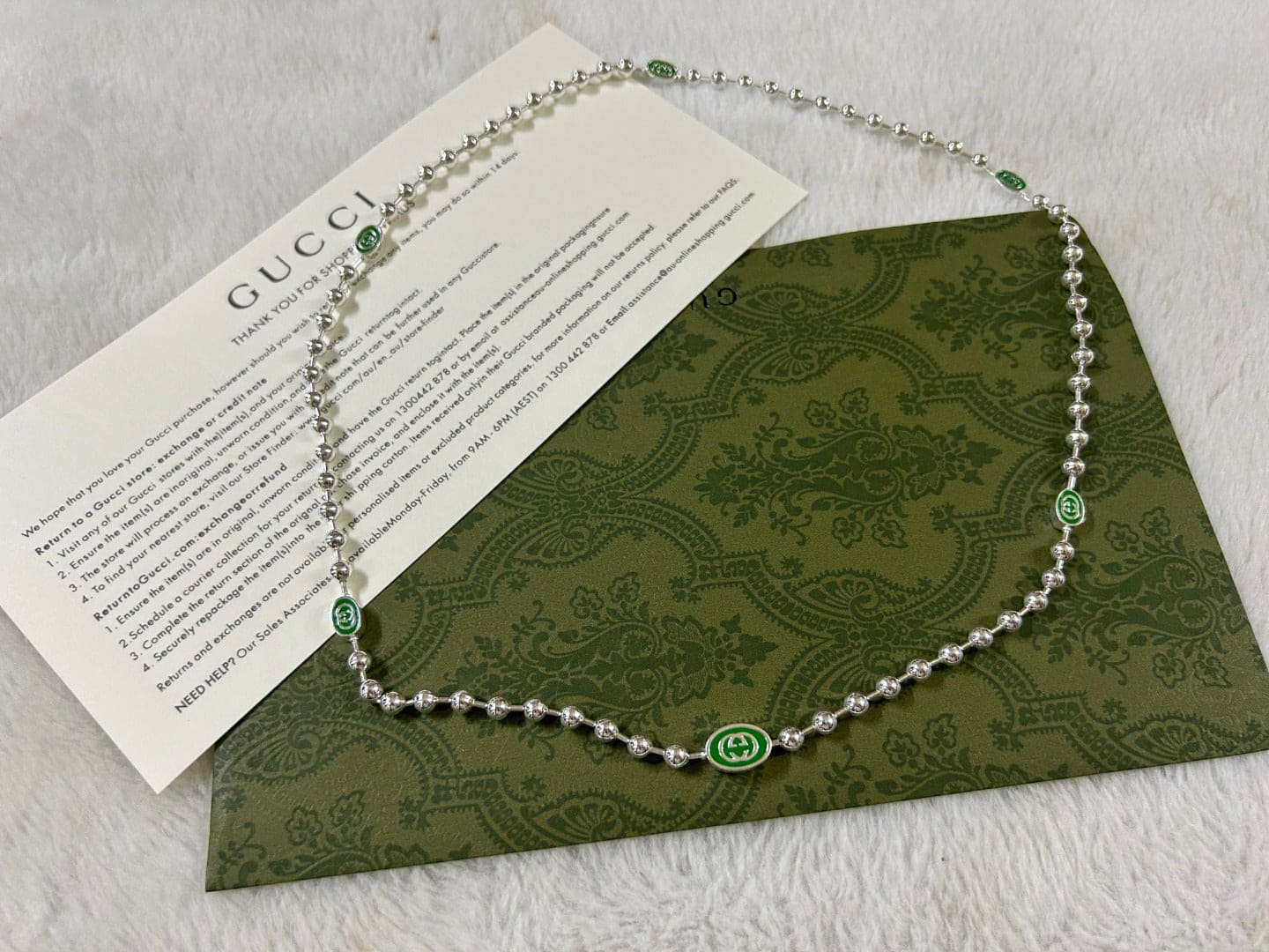 GG Interlocking G Green Necklace