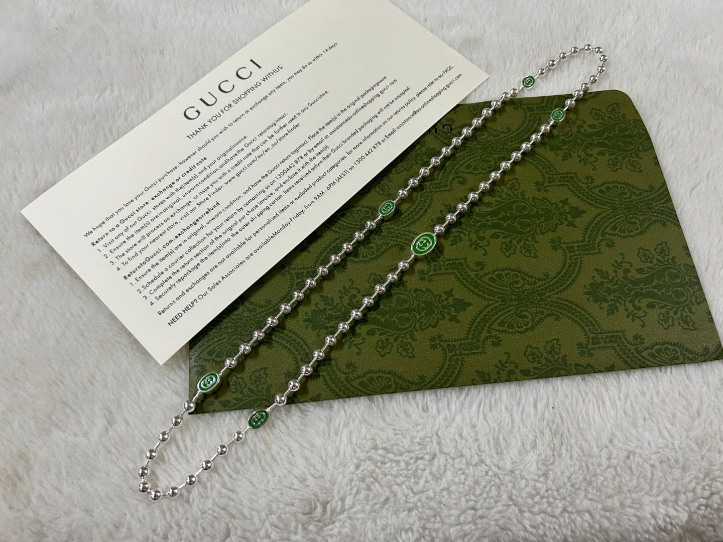 GG Interlocking G Green Necklace