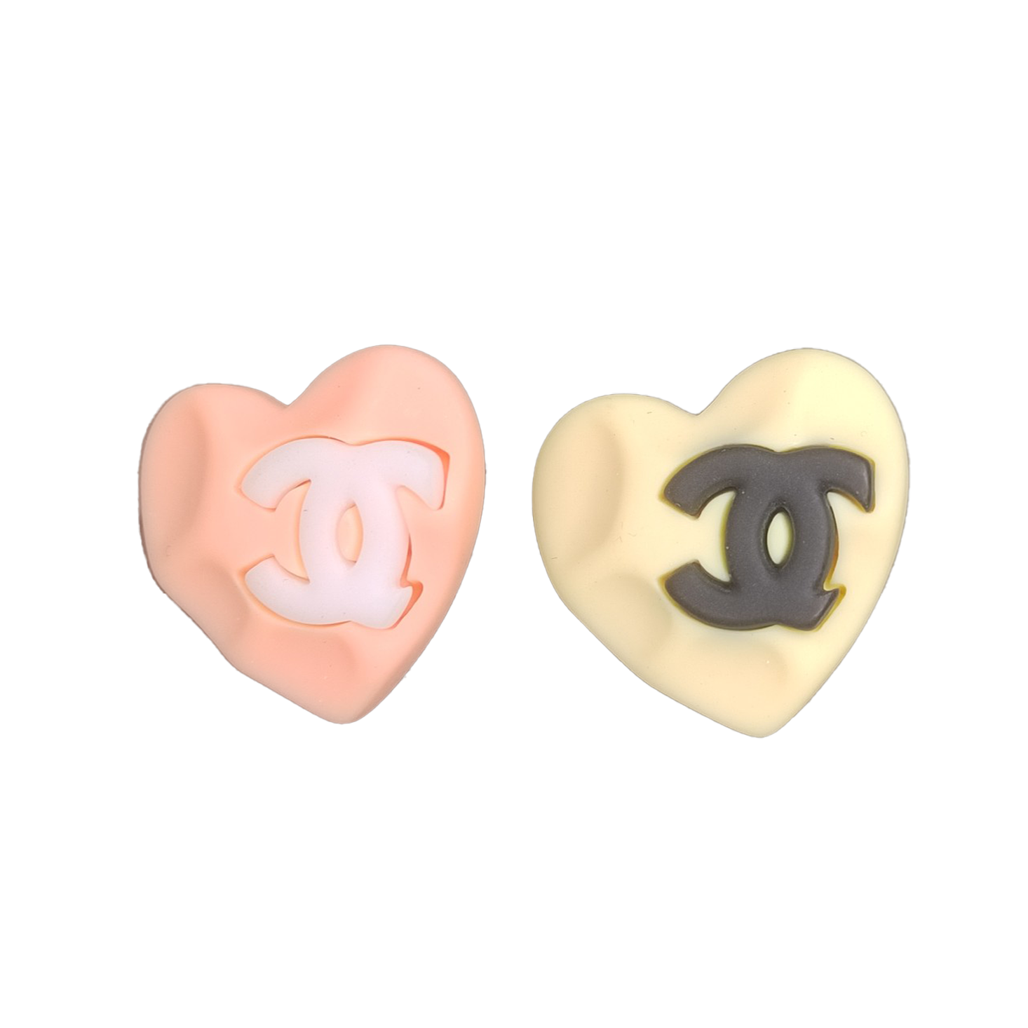 18K CC Pink & Yellow Resin Earrings