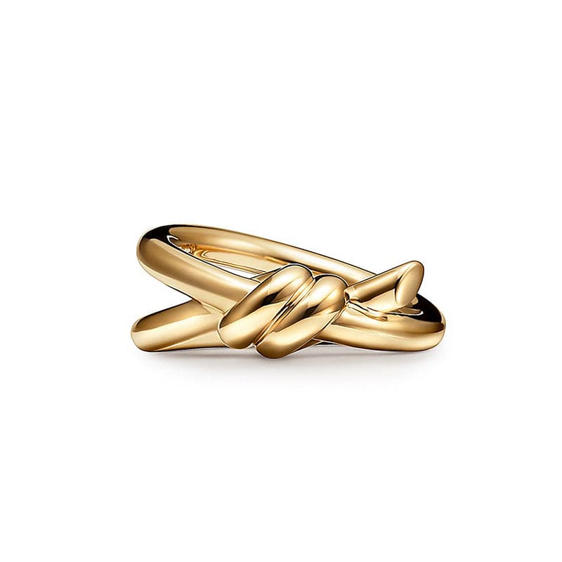18K Yellow Gold Knot Double Row Ring