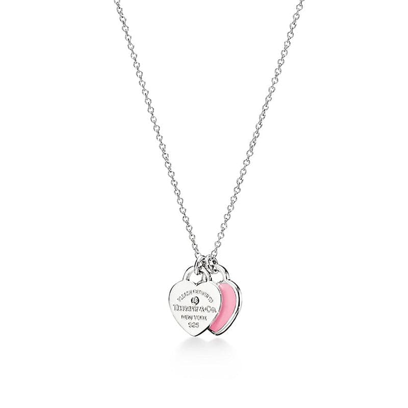 Pink Double Heart Necklaces