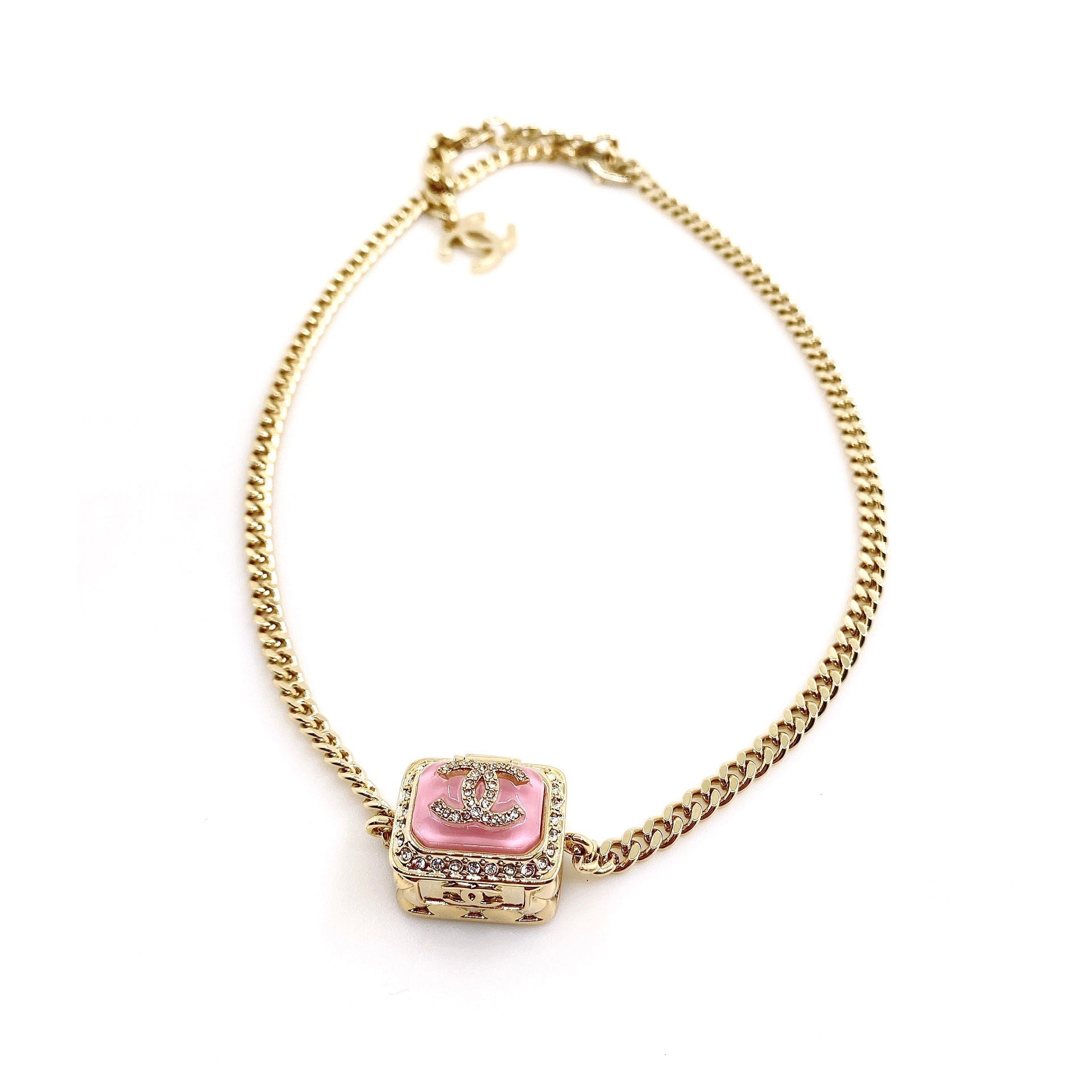 18K CC Pink Resin Chain Necklace
