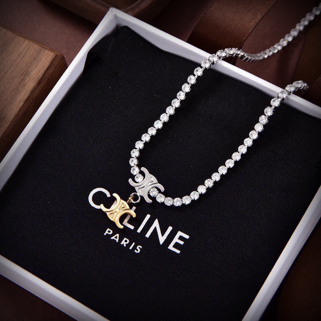 18K Triomphe Crystals Link Necklace