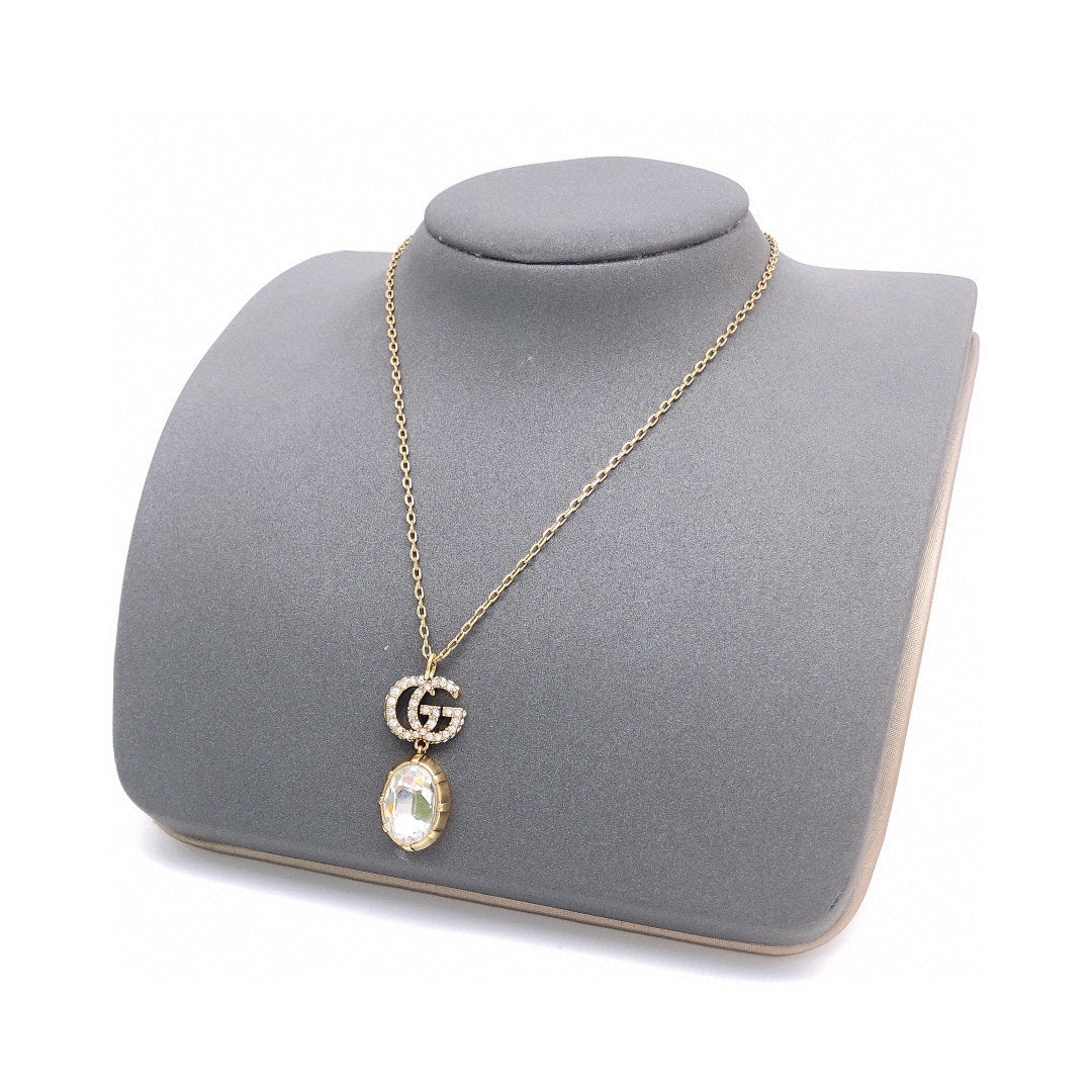 18K Double G Crystal Necklace