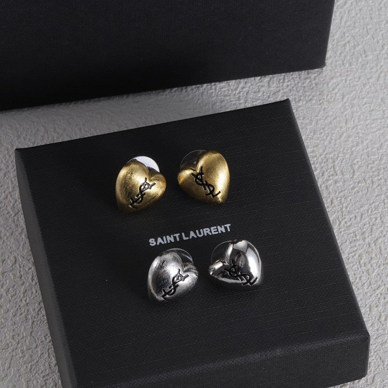18K Saint Heart Gold Earrings