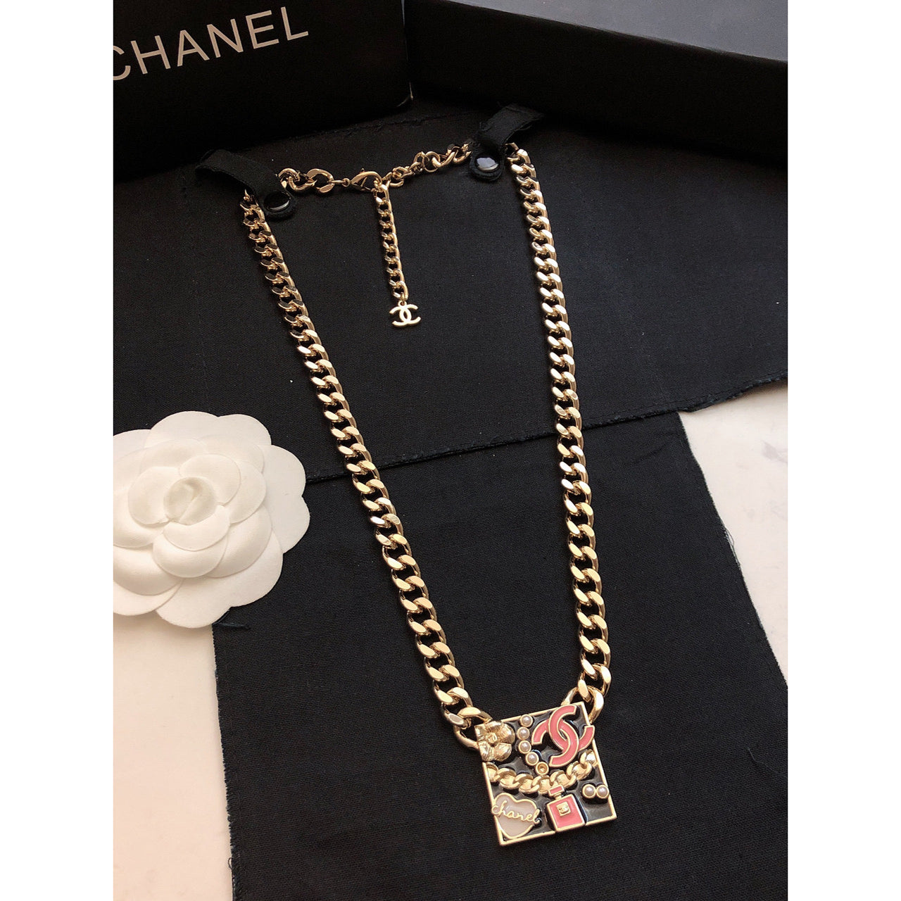 18K CC Pink Logo Chain Necklace