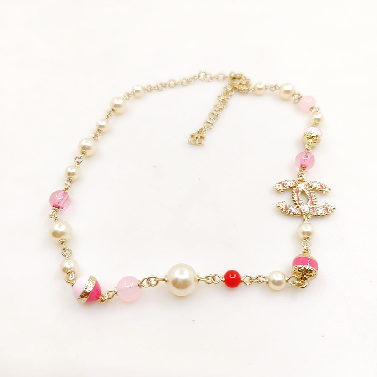 18K CC Pink & White Pearls Necklace