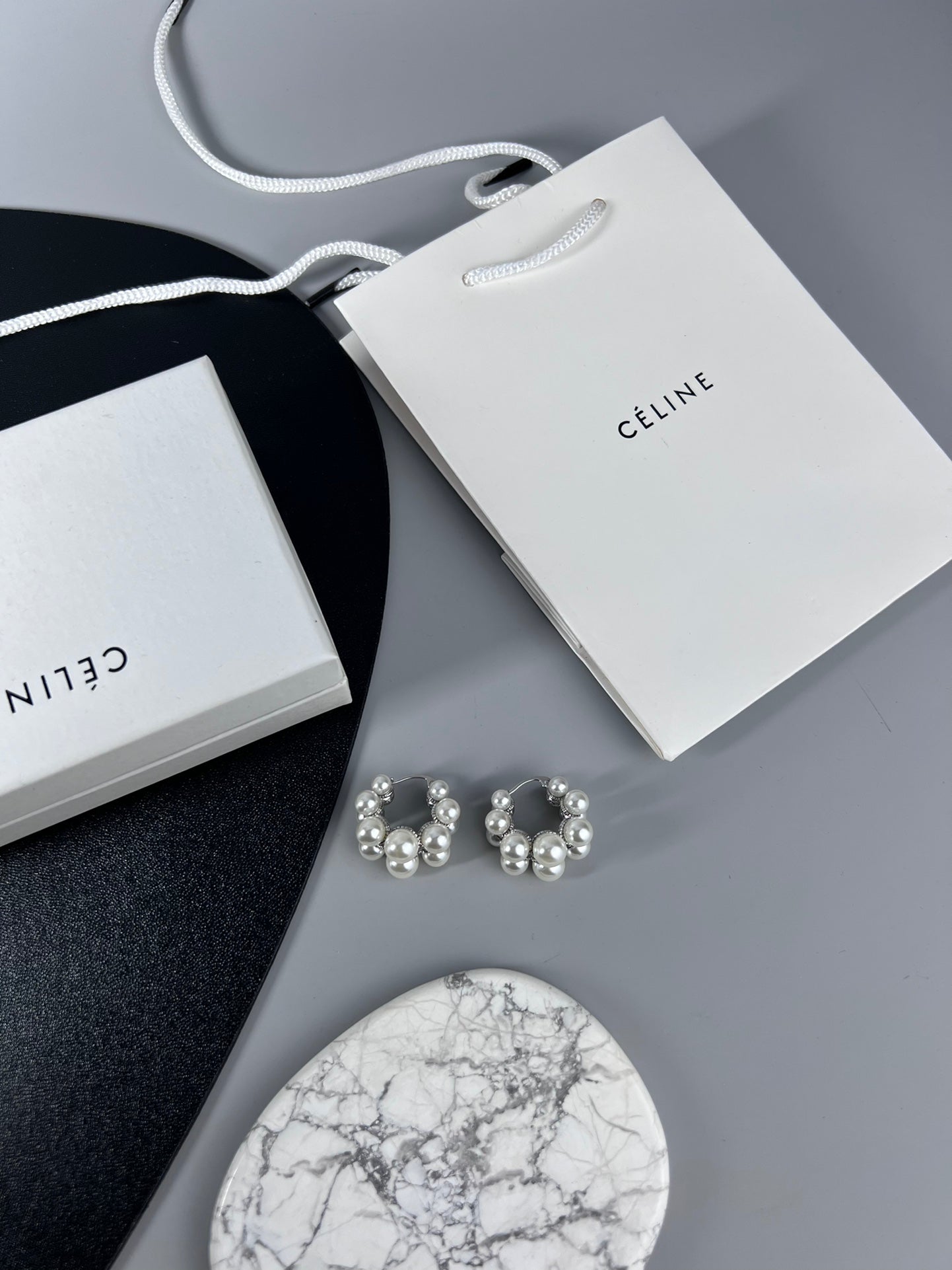 18K Triomphe Two-Rows Pearl Earrings