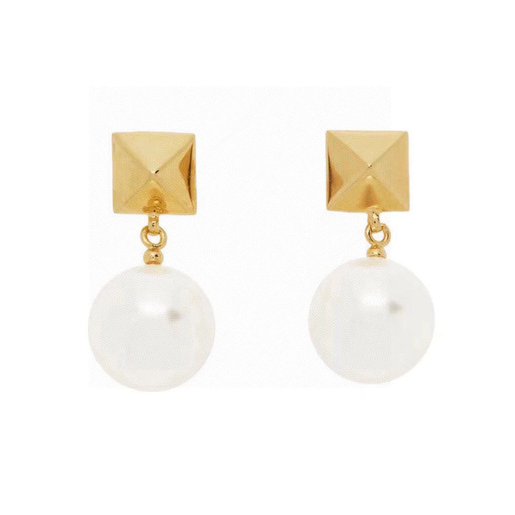 18K Vlogo Pearl Earrings