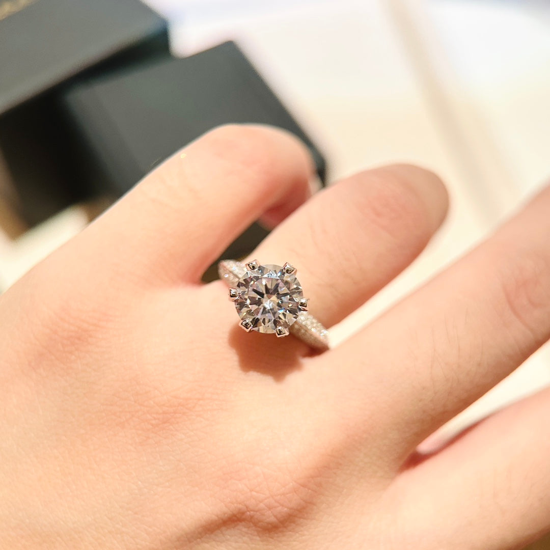 18K T Pave Tiffany Setting Engagement Ring