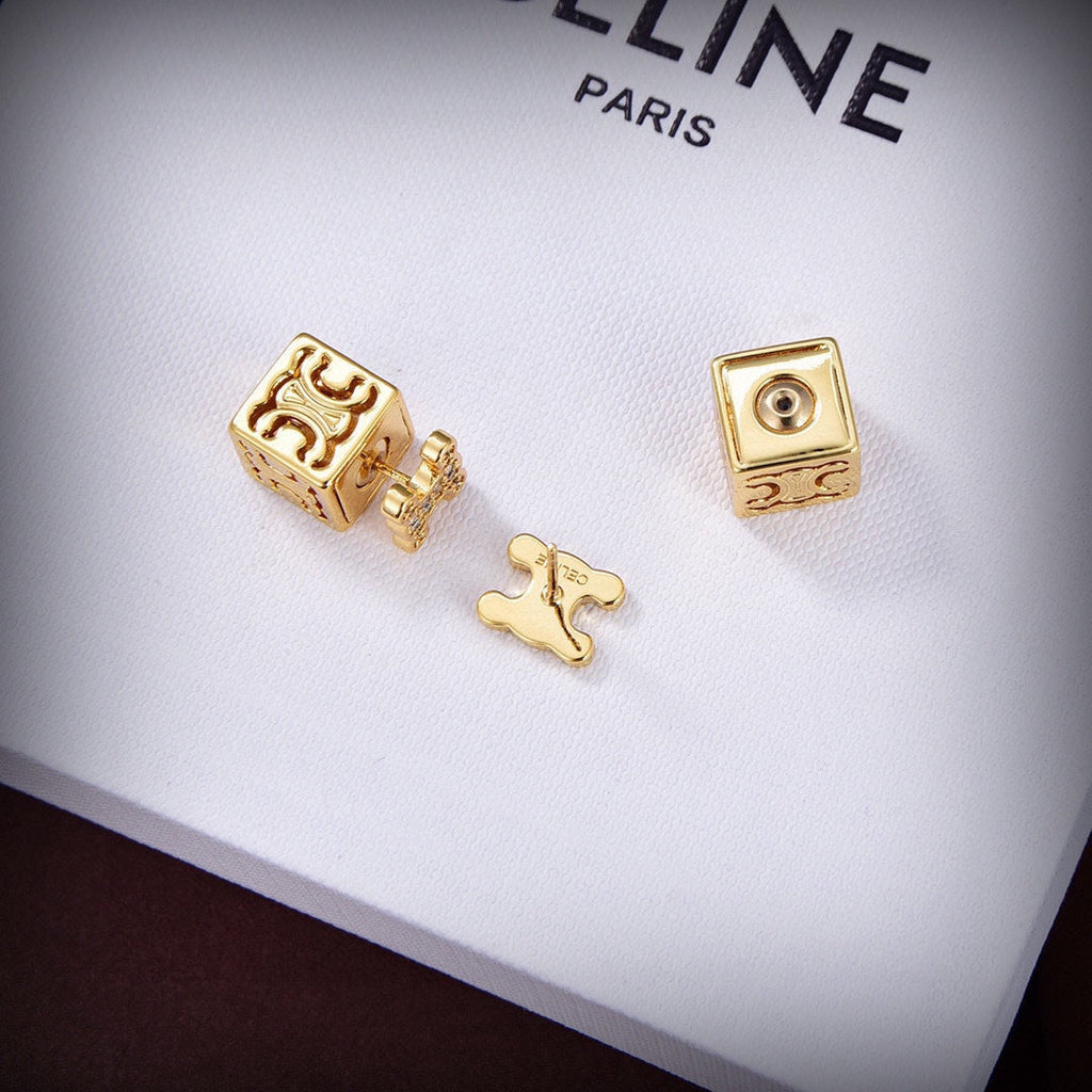 18K Triomphe Dice Pendant Earrings