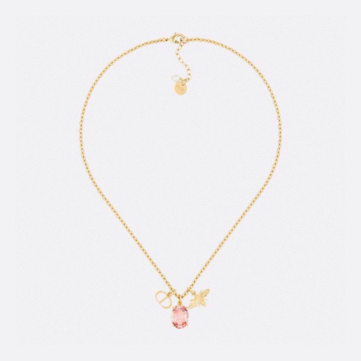 18K Petit CD Pink Crystal Necklace