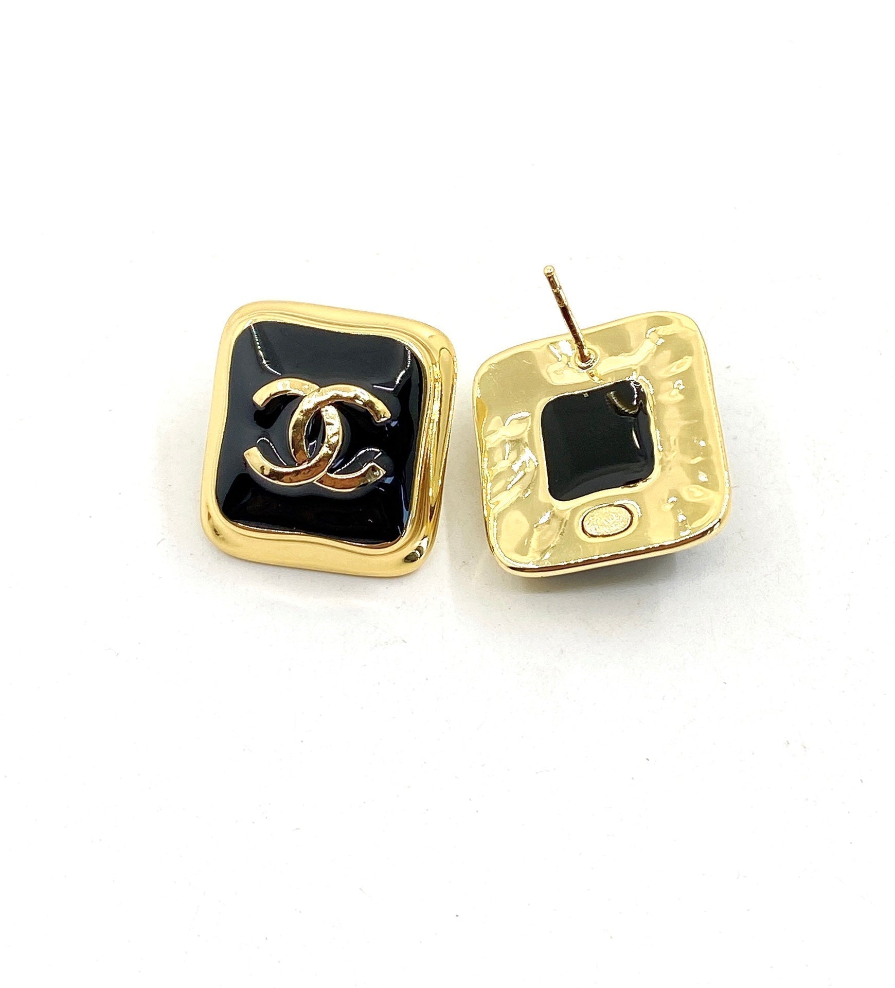 18K Square CC Earrings