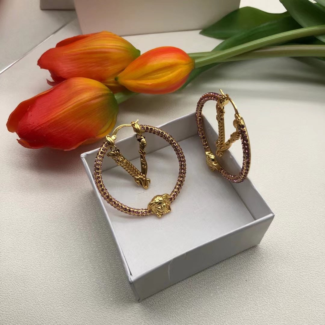 18K Pink Crystals Earrings