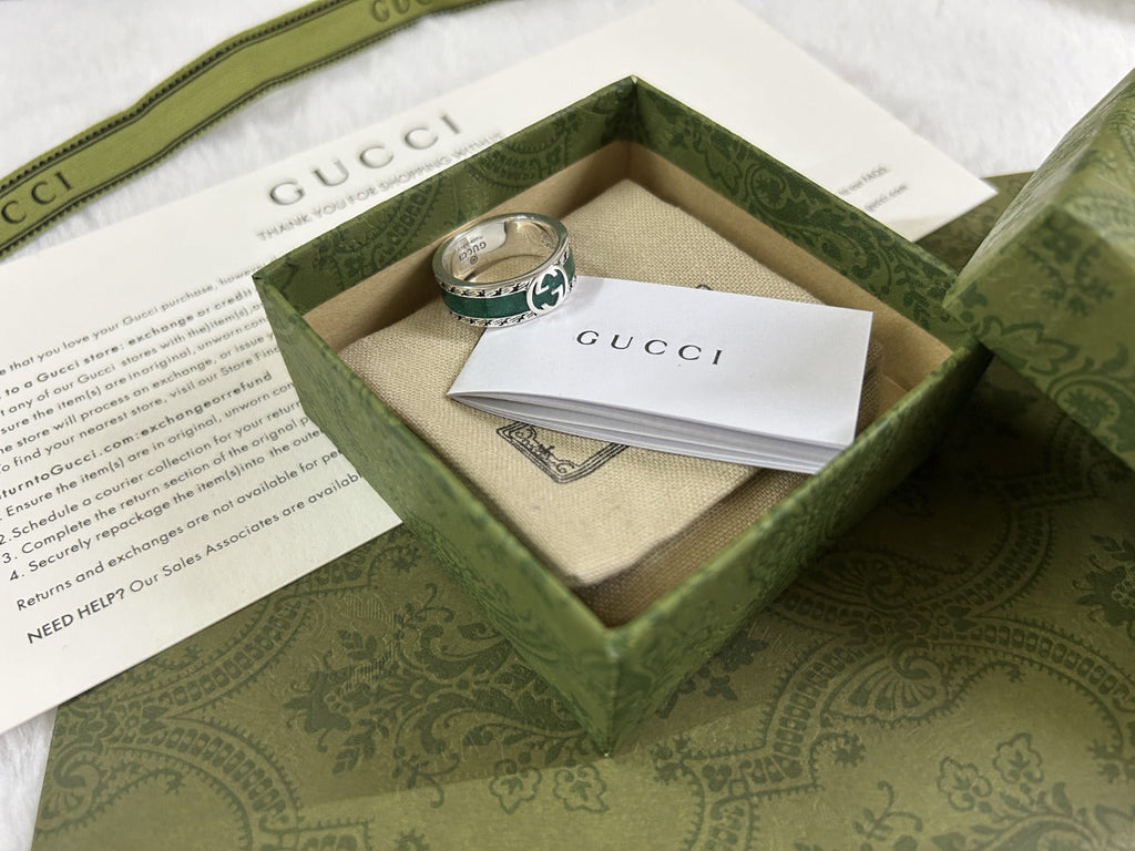 Double G Interlocking G Turquoise Enamel Ring