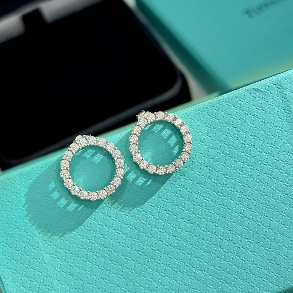 18K T Circle Diamonds Earrings