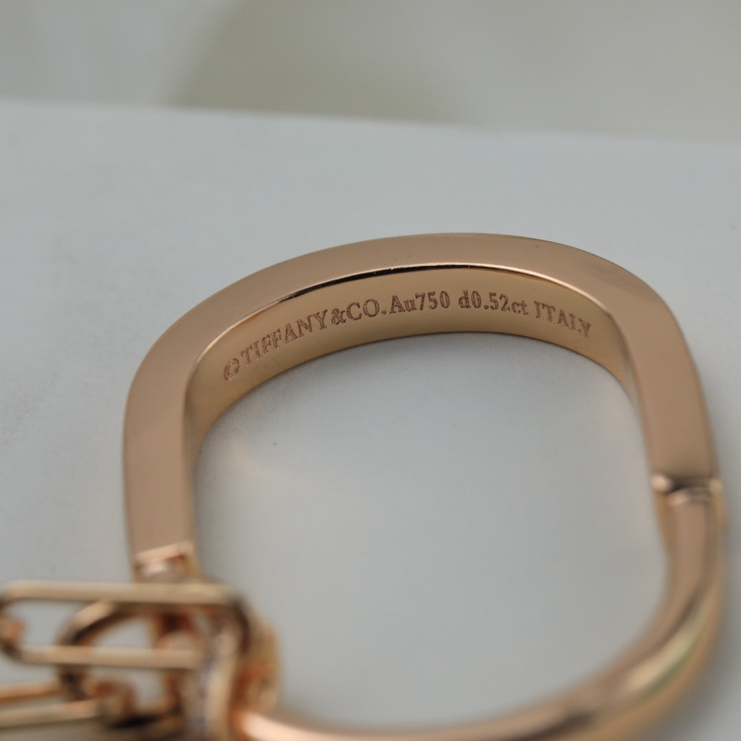 18K T Lock Pendant Pave Diamonds Necklace