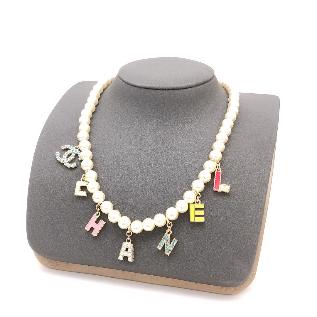 18K CD Script Pearls Necklace