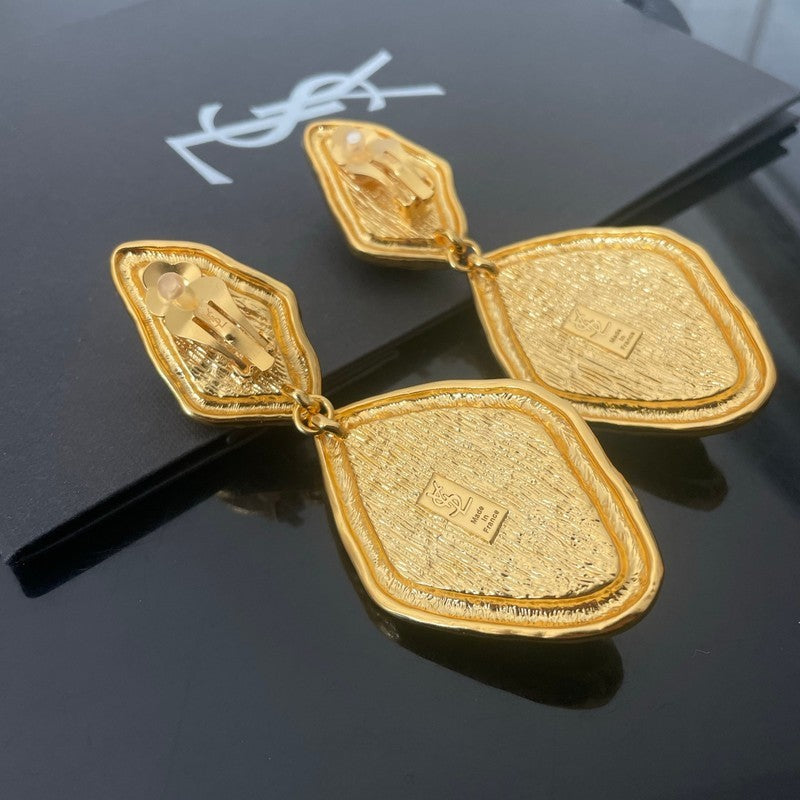 18K Saint Red & Blue Crystal Gold Earrings